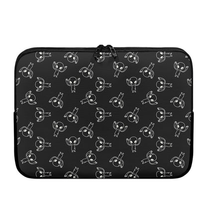 Black And White Alien Print Laptop Sleeve