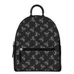 Black And White Alien Print Leather Backpack
