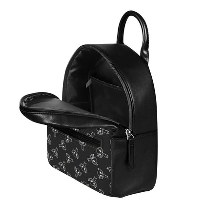 Black And White Alien Print Leather Backpack