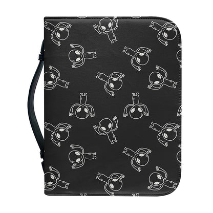 Black And White Alien Print Leather Bible Cover