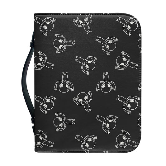 Black And White Alien Print Leather Bible Cover