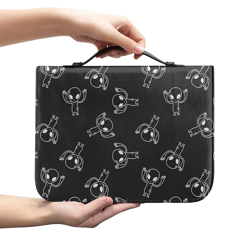 Black And White Alien Print Leather Bible Cover