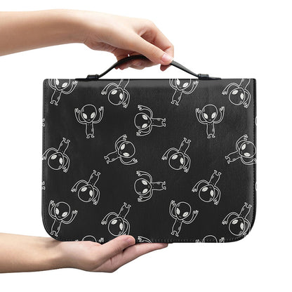 Black And White Alien Print Leather Bible Cover