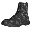 Black And White Alien Print Lace-Up Boots