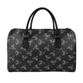Black And White Alien Print Leather Duffel Bag