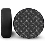 Black And White Alien Print Leather Spare Tire Cover