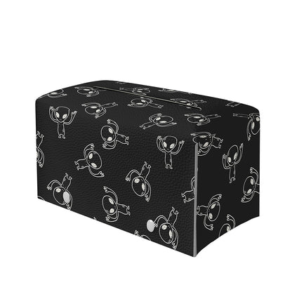 Black And White Alien Print Leather Tissue Box Cover