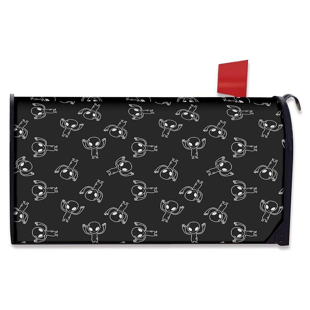Black And White Alien Print Mailbox Cover
