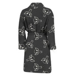 Black And White Alien Print Men's Bathrobe