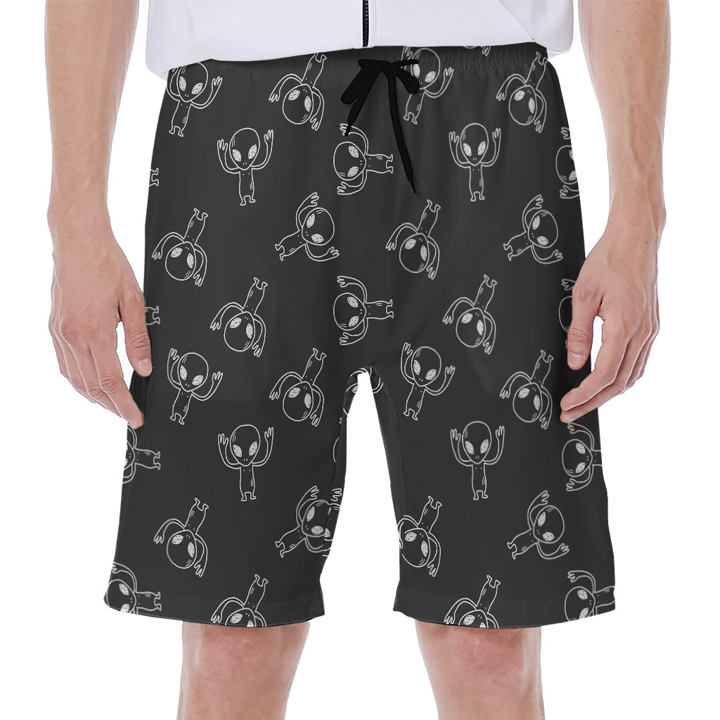 Black And White Alien Print Men's Beach Shorts