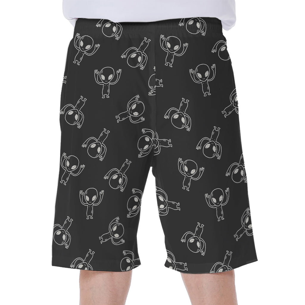 Black And White Alien Print Men's Beach Shorts