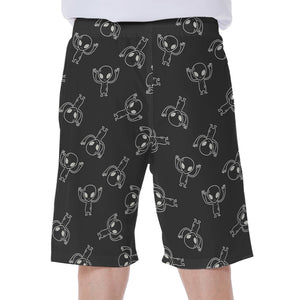 Black And White Alien Print Men's Beach Shorts