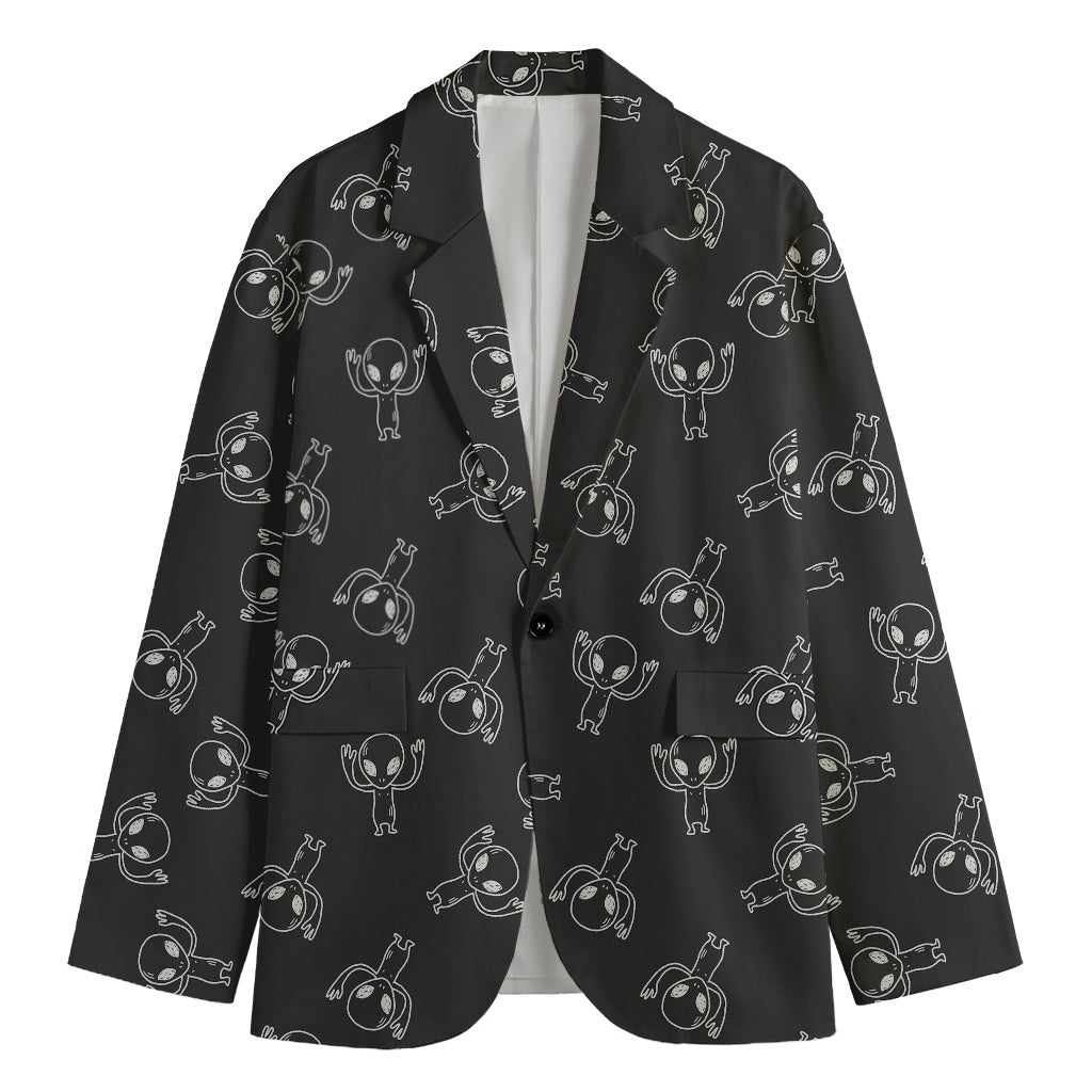 Black And White Alien Print Men's Blazer