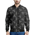 Black And White Alien Print Men's Bomber Jacket