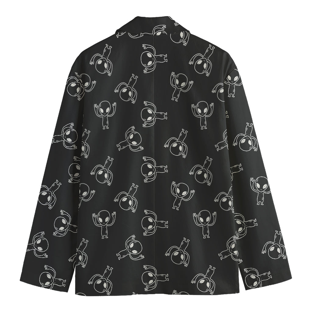 Black And White Alien Print Men's Cotton Blazer