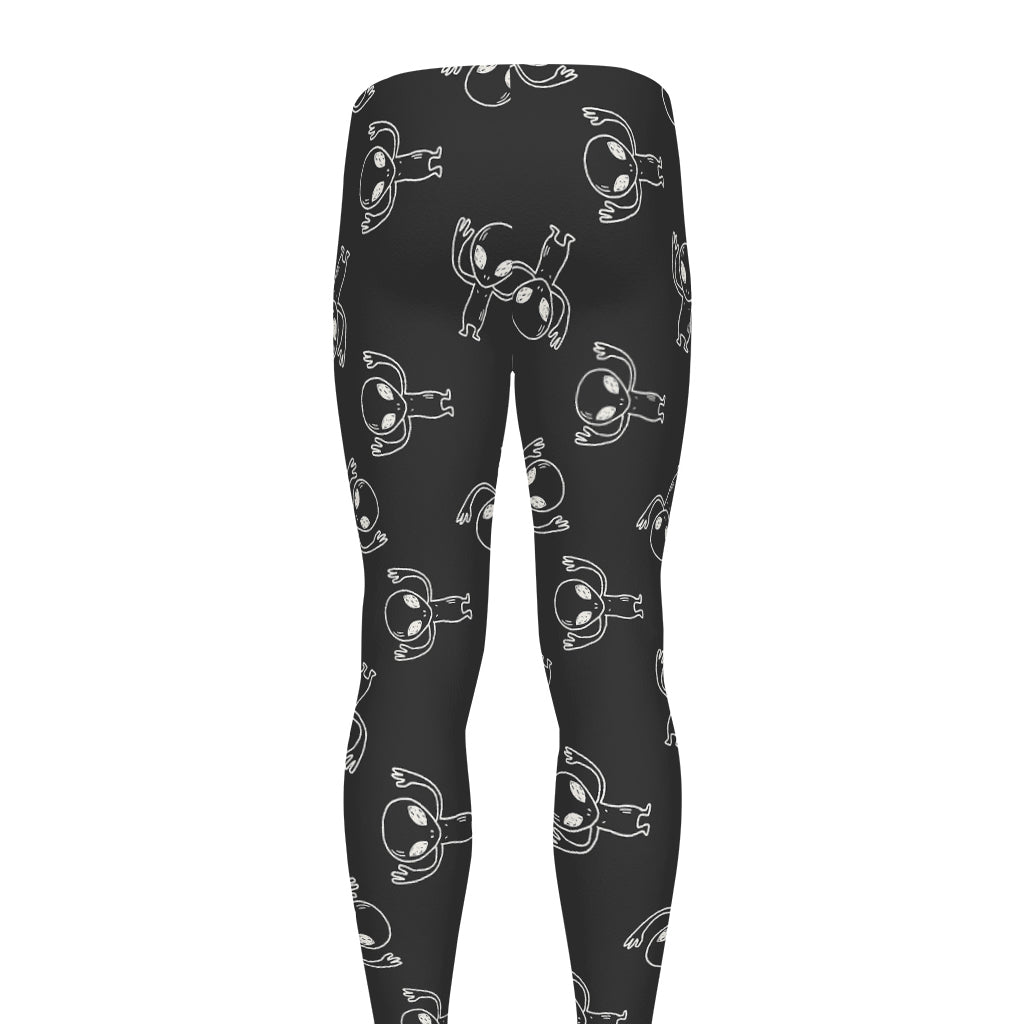 Black And White Alien Print Men's leggings