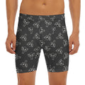 Black And White Alien Print Men's Long Boxer Briefs