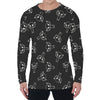 Black And White Alien Print Men's Long Sleeve T-Shirt