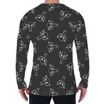 Black And White Alien Print Men's Long Sleeve T-Shirt
