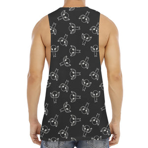 Black And White Alien Print Men's Muscle Tank Top