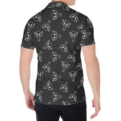 Black And White Alien Print Men's Shirt