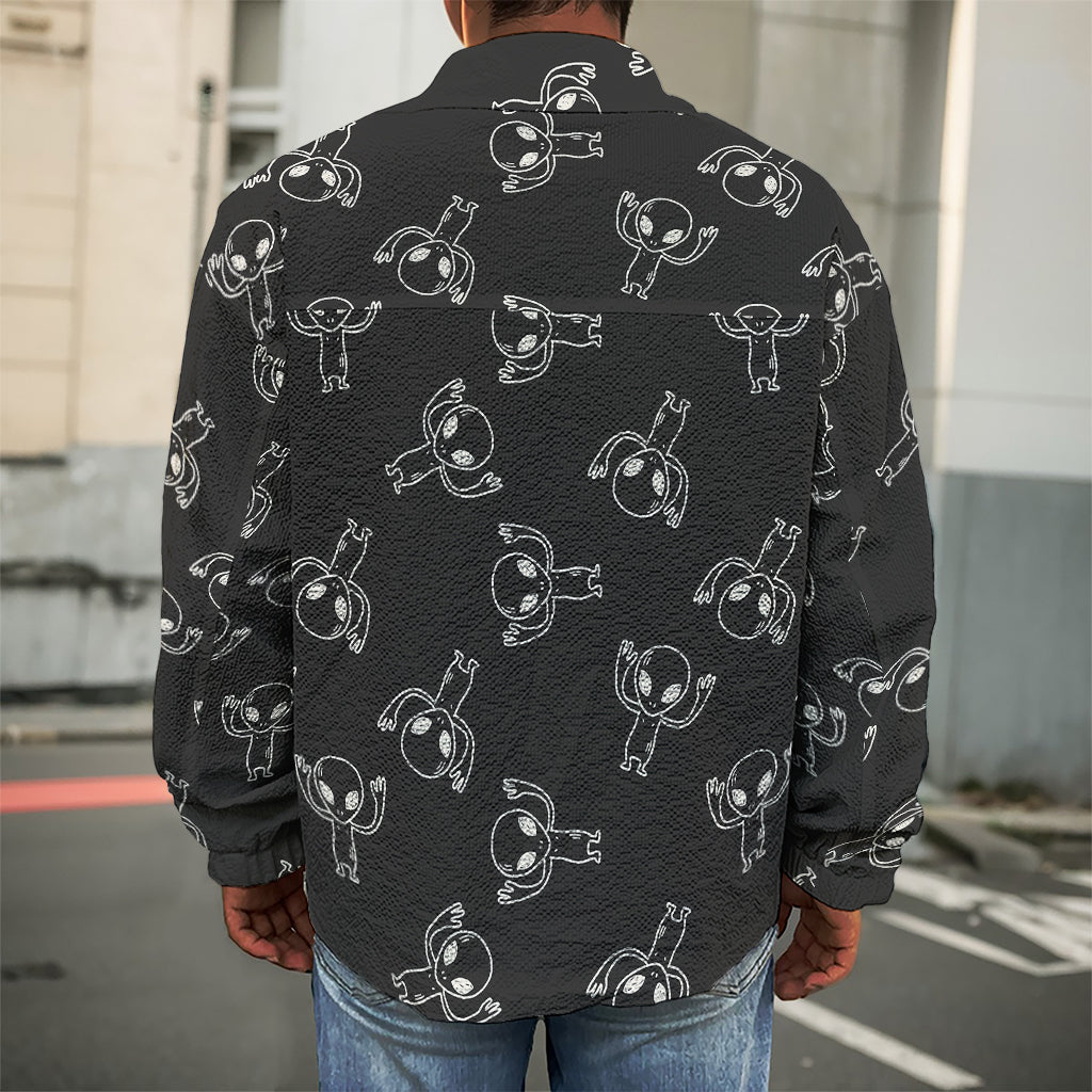 Black And White Alien Print Men's Shirt Jacket