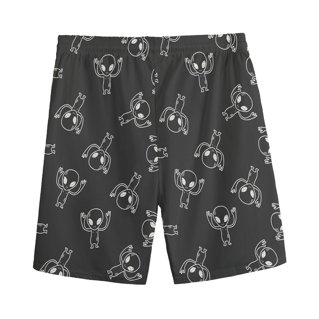 Black And White Alien Print Men's Sports Shorts