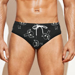 Black And White Alien Print Men's Swim Briefs