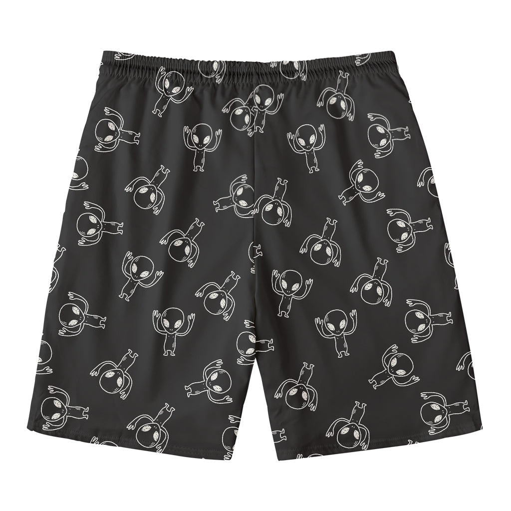 Black And White Alien Print Men's Swim Trunks