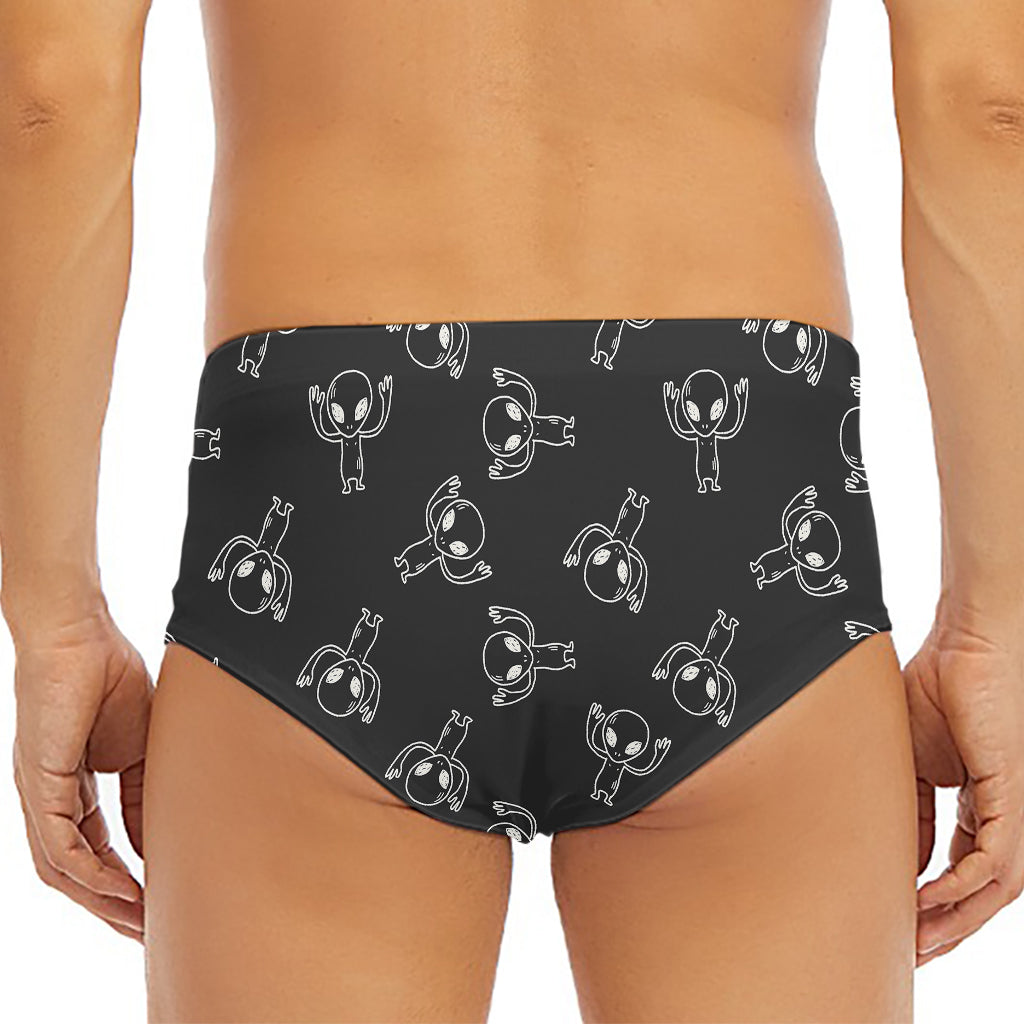 Black And White Alien Print Men's Triangle Swim Briefs
