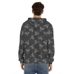 Black And White Alien Print Men's Velvet Pullover Hoodie