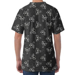 Black And White Alien Print Men's Velvet T-Shirt