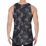 Black And White Alien Print Men's Velvet Tank Top