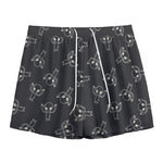 Black And White Alien Print Mesh Shorts