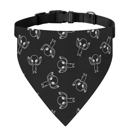 Black And White Alien Print Over The Collar Dog Bandana