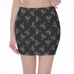 Black And White Alien Print Pencil Mini Skirt