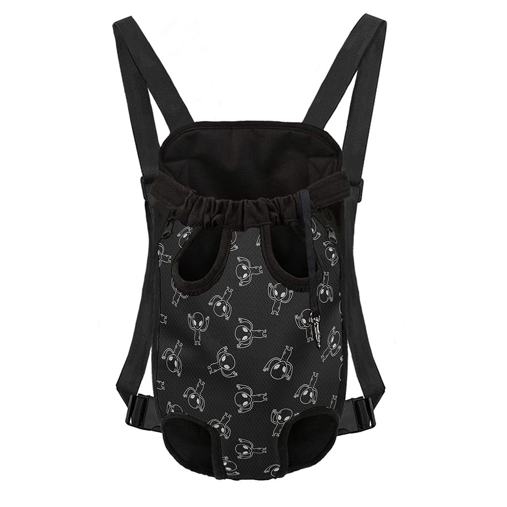 Black And White Alien Print Pet Carrier Backpack
