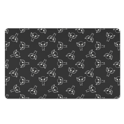 Black And White Alien Print Polyester Doormat