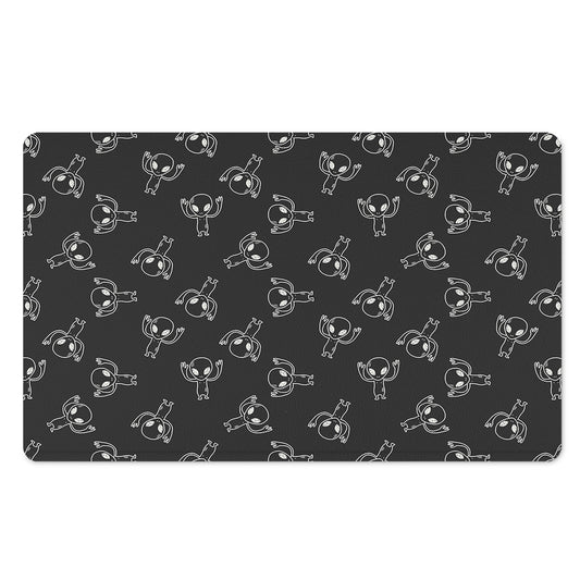 Black And White Alien Print Polyester Doormat