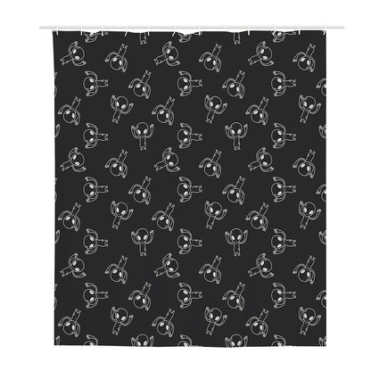 Black And White Alien Print Polyester Shower Curtain