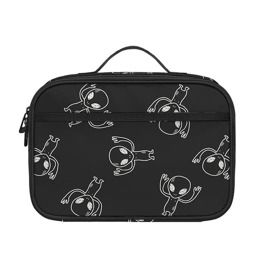 Black And White Alien Print Portable Lunch Bag