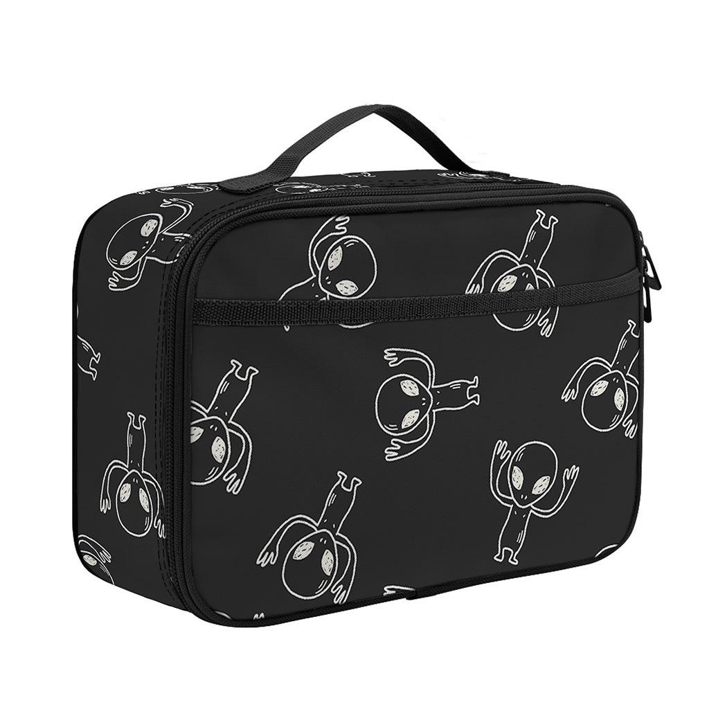 Black And White Alien Print Portable Lunch Bag