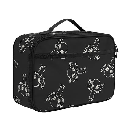 Black And White Alien Print Portable Lunch Bag