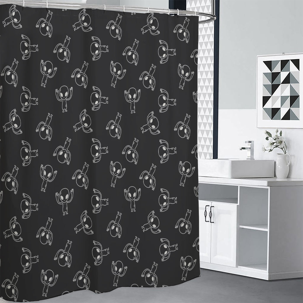 Black And White Alien Print Premium Shower Curtain