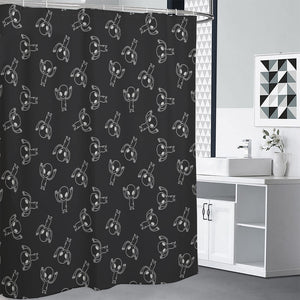 Black And White Alien Print Premium Shower Curtain