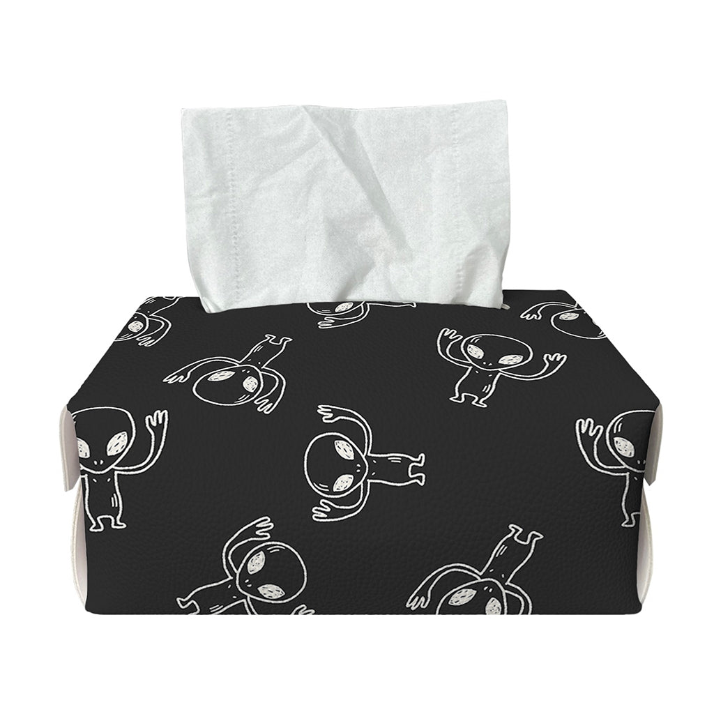 Black And White Alien Print Rectangle Tissue Box Cover