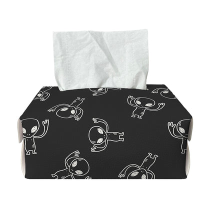 Black And White Alien Print Rectangle Tissue Box Cover