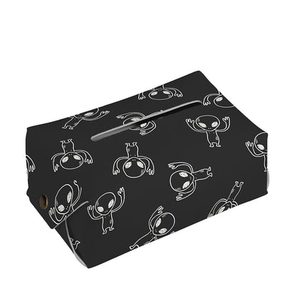 Black And White Alien Print Rectangle Tissue Box Cover