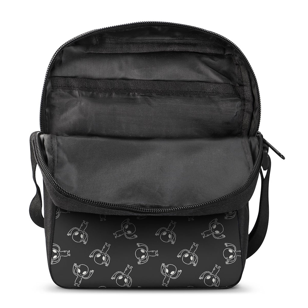Black And White Alien Print Rectangular Crossbody Bag
