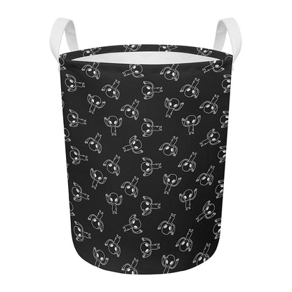 Black And White Alien Print Round Laundry Basket